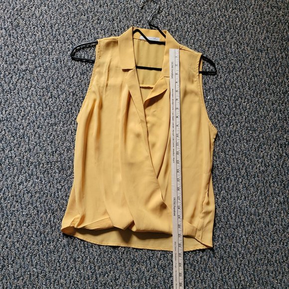 Active USA Mustard Yellow V Neck Blouse Size Small - Picture 3 of 14
